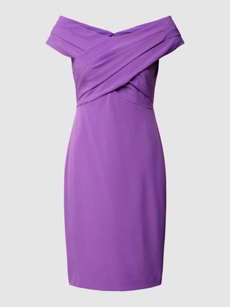Lauren Ralph Lauren Knielanges Cocktailkleid in Wickel-Optik Modell IRENE in Fuchsia, Größe 46