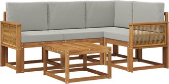 vidaXL Conjunto De Sof&aacute;s De Exterior 5 Uds. Natural Y Gris Claro Vidaxl