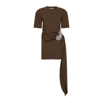 Giuseppe Di Morabito Short Dresses, female, Brown, Size: M Asymmetric Draped Short Dress