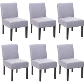 Hhg Set 6x sedie 172 sala da pranzo legno tessuto grigio