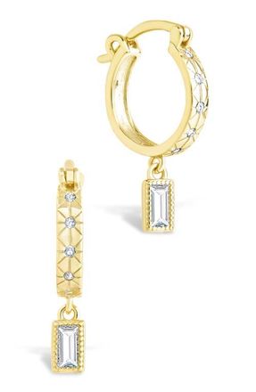 Sterling Forever Oaklyn Cubic Zirconia Drop Hoop Earrings in Gold at Nordstrom