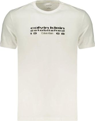 Calvin Klein Camiseta de Algod&oacute;n con Estampado de Logo - Tops - Hombre - Blanco - M