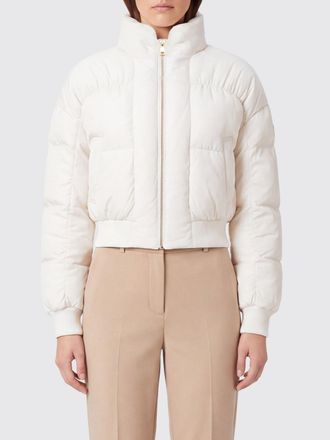 Elisabetta Franchi Quilted Cropped Puffer Jacket with High Neck and Contrast Logo