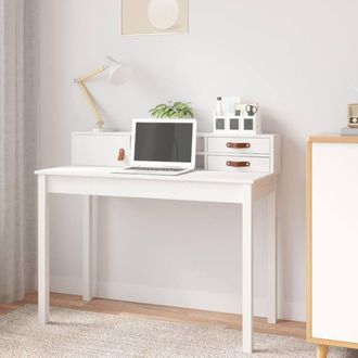 Berkfield Home Desk White 110x50x93 cm Solid Wood Pine | Size: 110 x 50 x 93 cm