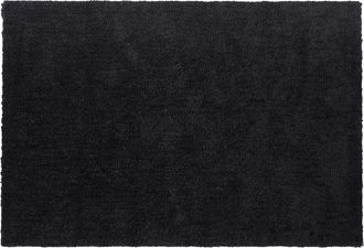 Beliani Alfombra De Pelo Largo Negra 140 X 200 Cm Rectangular Moderna Demre