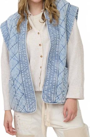 J.O.A. Quilted Shawl Vest In Denim