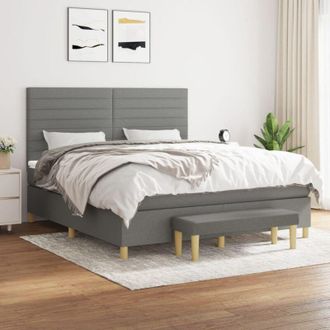vidaXL Vidaxl - Cama Box Spring Con Colch&oacute;n Tela Gris Oscuro 160x200 Cm