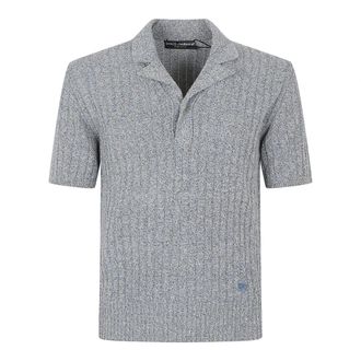 Dolce & Gabbana Polo Shirts, male, Gray, Size: S Braided Knitted Jumper