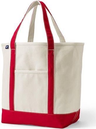 Lands End Open Top Canvas Tote Bag in Natural/heritage Red at Nordstrom, Size X-Large