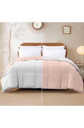 Modern Threads Down Alternative Reversible Comforter in Blush/white at Nordstrom Rack, Size Queen
