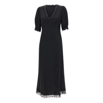 Rixo Annina Midi Jurk - Dames - Maxi kleedjes - Zwart - M - Polyester - Kleedjes