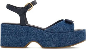 Ferragamo 70 mm sandalen met strikdetail en plateauzool - Blauw