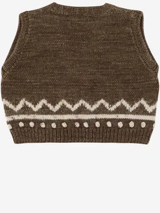 Misha & Puff Merino Wool Graphic Knit Vest - Brown