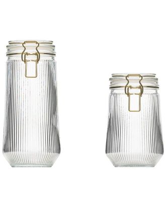 10 Strawberry Street Set of 2 Delancey Graduated Textured Glass Canisters