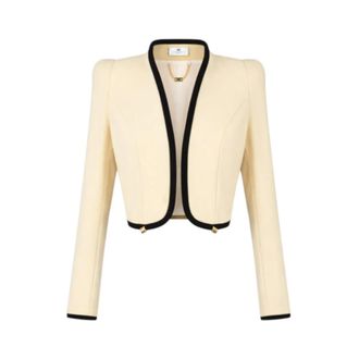 Elisabetta Franchi Light Jackets, female, Beige, Size: XL Jacket with 3D Piping