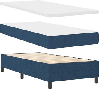 vidaXL Box Spring Bed with Mattress Blue 90 x 200 cm Fabric Vidaxl