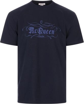 Alexander McQueen Blauwe T-shirts en Polos Katoen Samenstelling - Heren - T-shirts - Blauw - M - Katoen - Tops