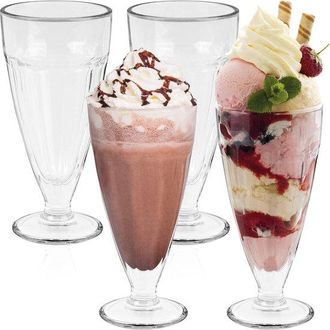 OEM Juego De 4 Vasos Altos De 350 Ml Para Helado, Vasos De Estilo Retro, Vasos Transparentes Para Postres, Helados, Frutas Y Otros Postres (4 Piezas)