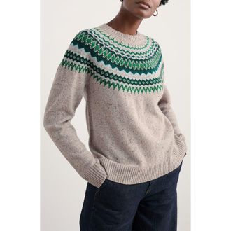 Seasalt Cornwall Gurnards Head Fair Isle Lambswool Blend Crewneck Sweater in Windward Aran Multi at Nordstrom, Size 10 Us