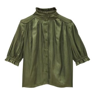 BA&SH Camila Blouse - Dames - Blouses & Shirts - Groen - Maat: XL Poliester