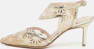 Nicholas Kirkwood Gold/beige Leather And Mesh Leda Slingback Pumps