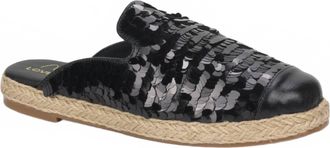Love Rio Womensglitz Sequin Espadrille Mules In Black