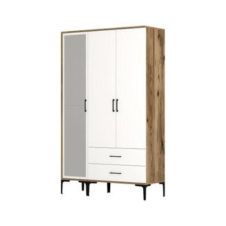 Dmora Armario 3 Puertas Shaula, Muebles De Dormitorio, Vestidor, Armario De Ropa, 120x201h48 Cm, Nogal Y Blanco, Con Embalaje Reforzado - Dmora