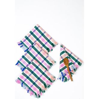 Archive New York Handwoven Classic Plaid Cotton Party Napkins, Set of 4 in Green at Nordstrom