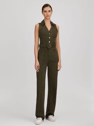 Paige Paige Denim Jumpsuit, Olive, 14