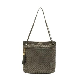 Bottega Veneta Pre-owned Vintage Intrecciato Schoudertas - Dames - Pre-owned - Grijs - Maat: ONE Size Leer
