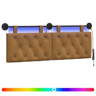 vidaXL Cabecero Colgante Con Luz Led Marr&oacute;n Terciopelo Vidaxl