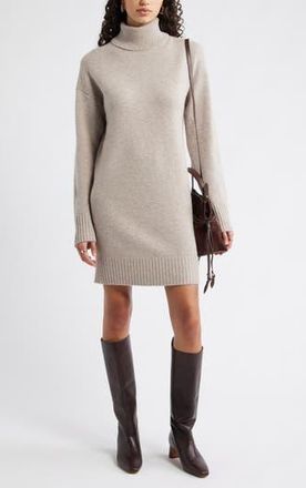 Nordstrom Long Sleeve Wool & Cashmere Sweater Dress in Tan Etherea Heather at Nordstrom Rack, Size Xx-Large