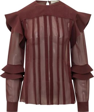 Lanvin Ruffles Blouse - Dames - Blouses - Rood - 2XS - Overhemden