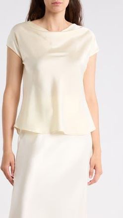 Renee C Cowl Neck Cap Sleeve Satin Top in Light Butter at Nordstrom Rack, Size X-Small