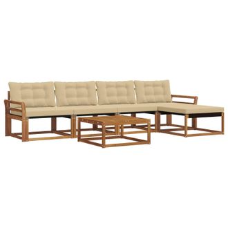 vidaXL Conjunto De Sof&aacute;s De Exterior Con Coj&iacute;n 6 Pcs Natural Y Beige Vidaxl