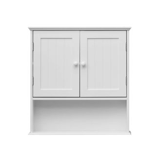Mobili Rebecca Mobili Rebecca - Rebecca Mobili Armario De Pared De Madera Blanca Para El Ba&ntilde;o Con 2 Puertas Y 1 Estante