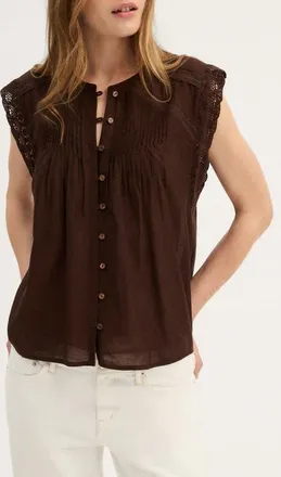Madewell Lace Trim Sleeveless Top in Dark Chicory at Nordstrom, Size Xx-Large