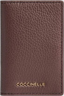 Coccinelle Portacarte bifold Metallic Soft in pelle martellata con bottone a pressione