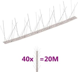 vidaXL Vidaxl - Set De 40 Hileras Pinchos Contra P&aacute;jaros Y Palomas 5 Filas 20 M