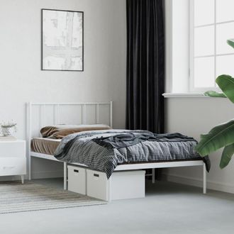 vidaXL Estructura Cama Sin Colch&oacute;n Con Cabecero Metal Blanco 107x203cm Vidaxl