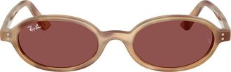 Ray-Ban 51mm Oval Sunglasses in Cream Havana /Dark Violet at Nordstrom