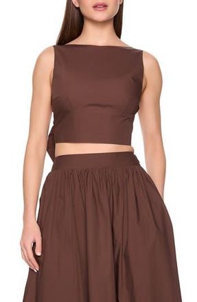 Susana Monaco Open Bow Back Cotton Poplin Top in Brown at Nordstrom Rack, Size X-Small
