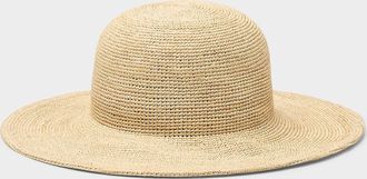 Simons Womens Italian straw wide-brim minimalist Cloche Hat Exclusive collection from Italy