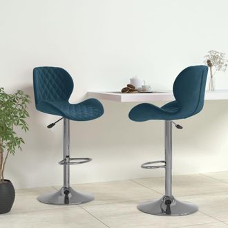 vidaXL Taburetes De Cocina 2 Unidades Terciopelo Azul Vidaxl