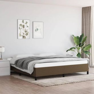 vidaXL Cama Sin Colch&oacute;n Tela Marr&oacute;n Oscuro 200x200 Cm Vidaxl