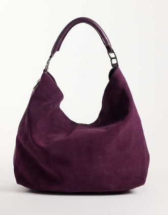 Free People borsa morbida in pelle scamosciata Suzie, viola fico