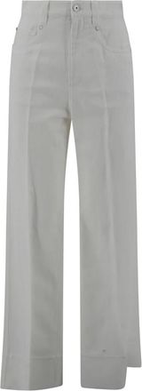 Brunello Cucinelli Elegante Broeken - Dames - Wijde Broeken - Grijs - S - Katoen - Broeken