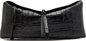 Staud Eve leren clutch met krokodillen-reli&euml;f - Zwart