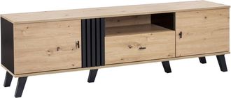 Urban Meuble Mueble tv industrial en madera y diseño negro con almacenaje