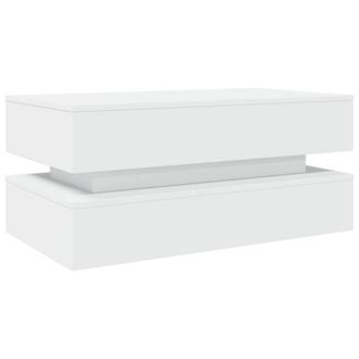 Berkfield Home Modern Coffee Table with LED Lights White 90x50x40 cm | Size: 90 x 50 x 40 cm